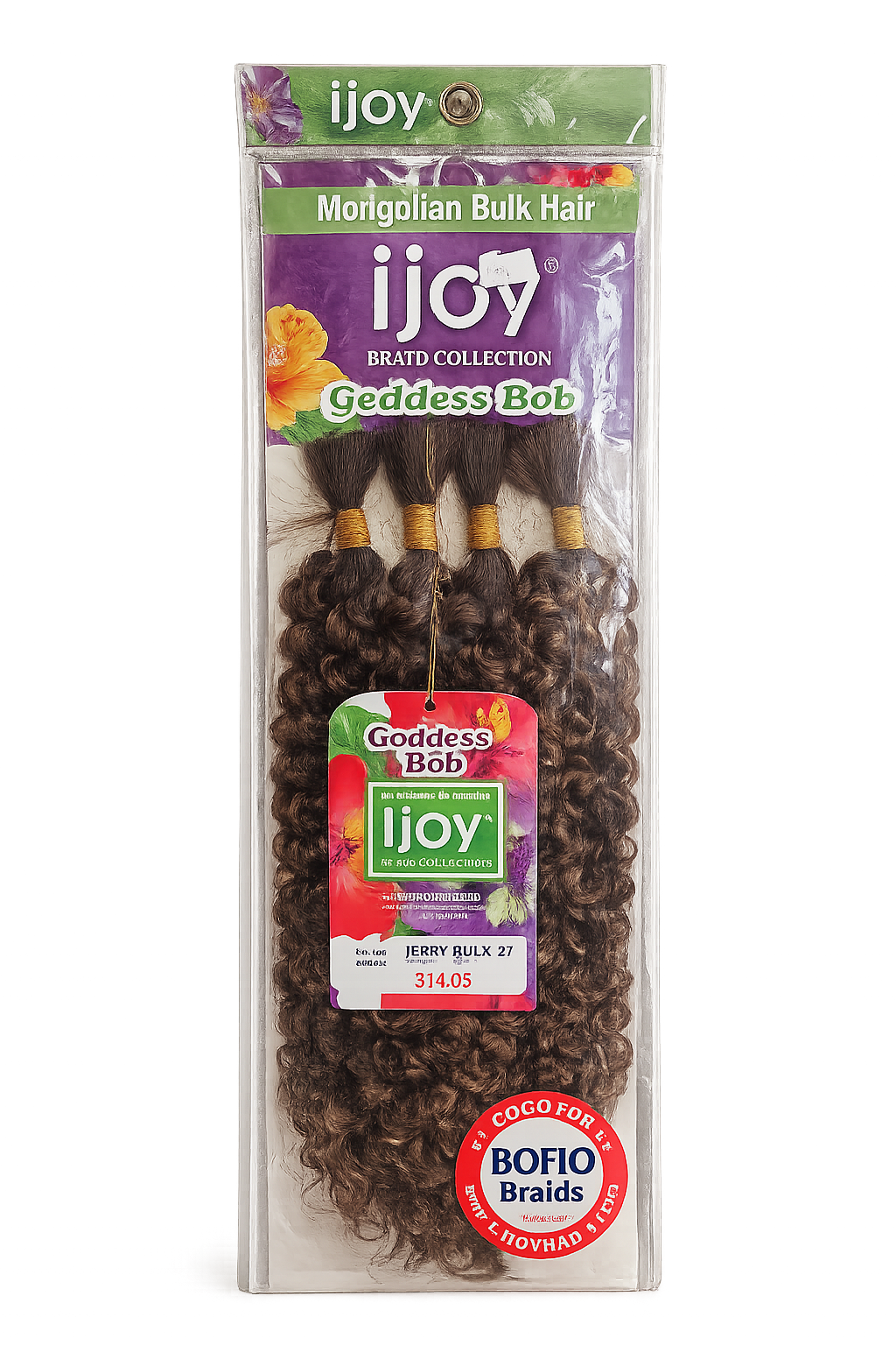 Ijoy Goddess Bob Mongolian Water Bulk Hair, Braiding Hair for Boho, Box Braids, 26